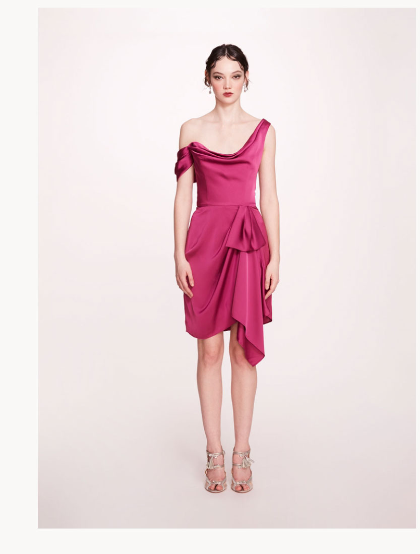Asymmetrical Satin Mini Dress