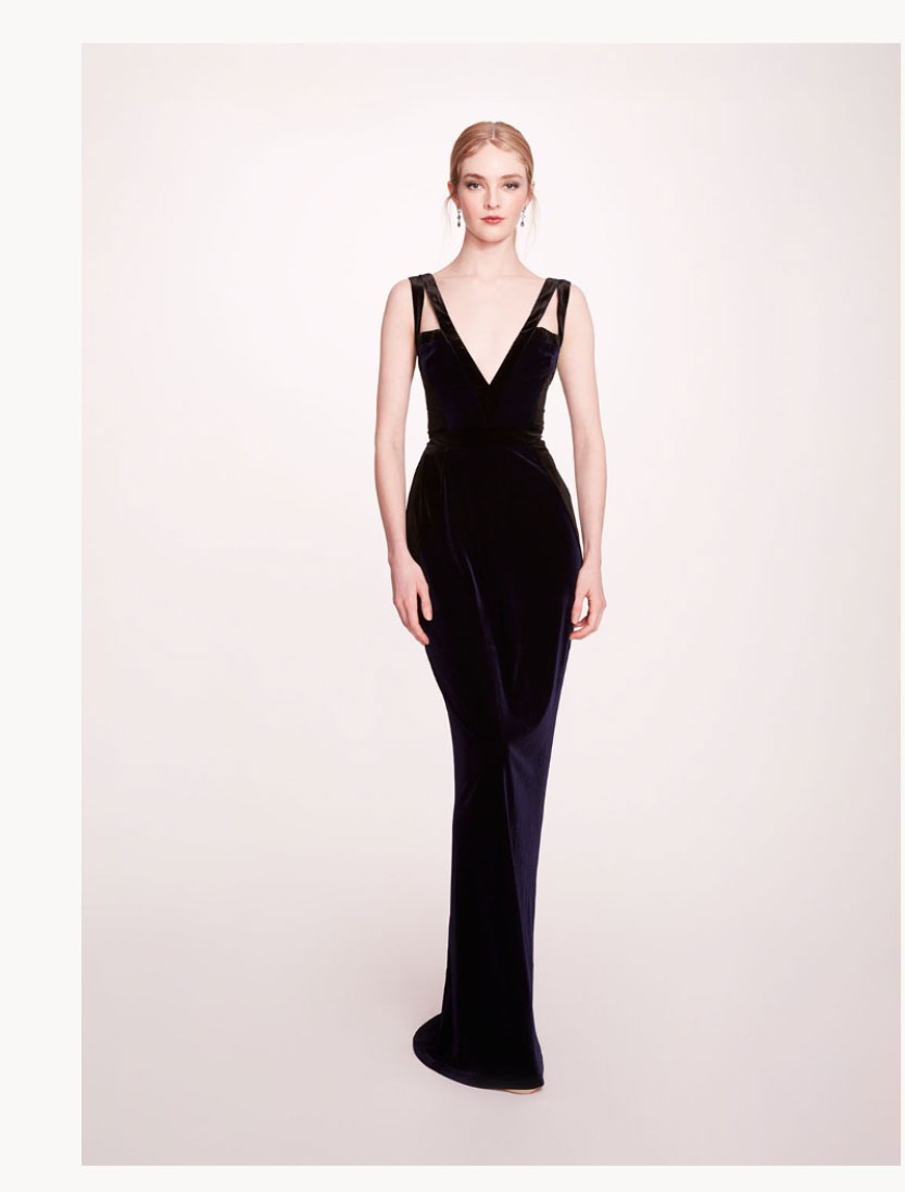 Sleeveless Velvet Column Gown