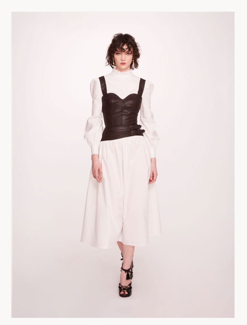 Faux Leather Poplin Corset Dress