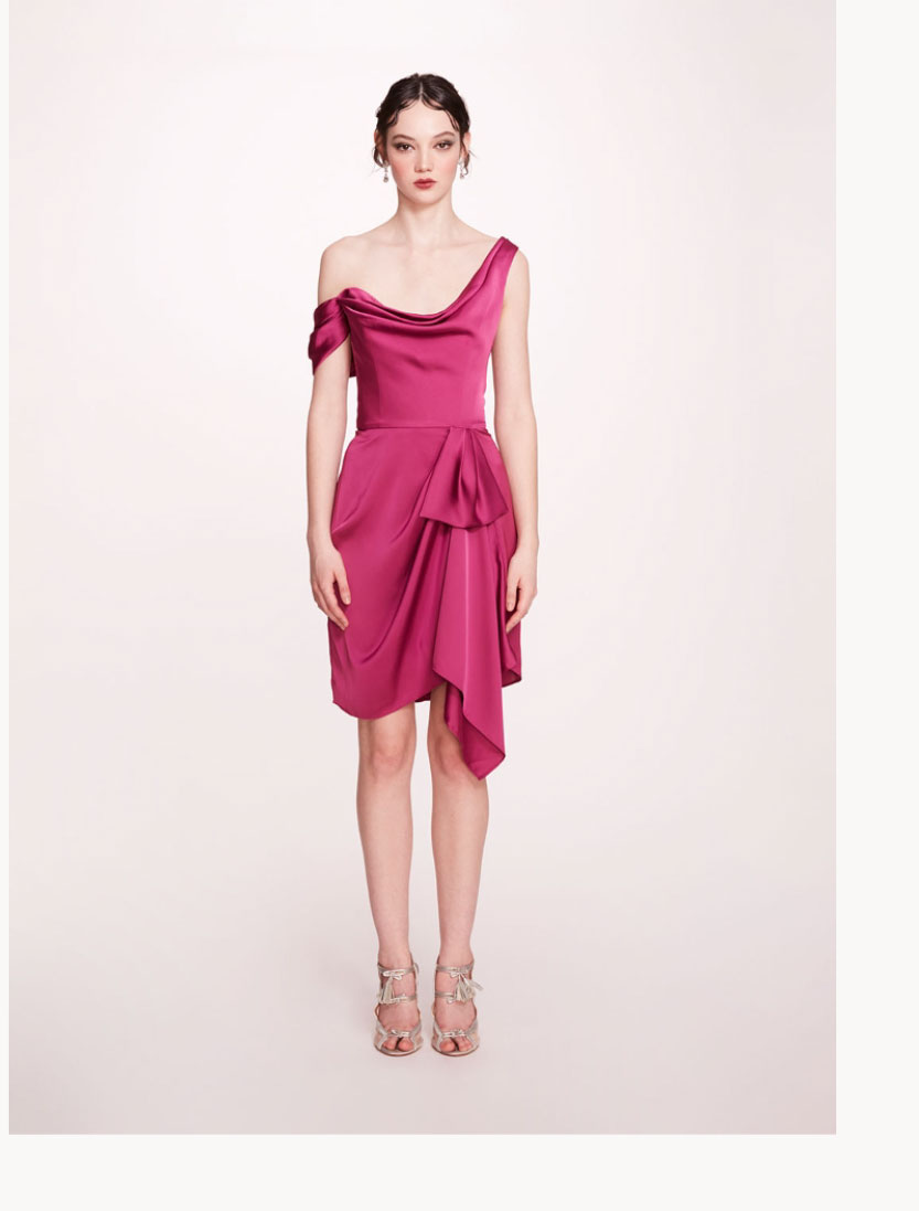 Asymmetrical Satin Mini Dress