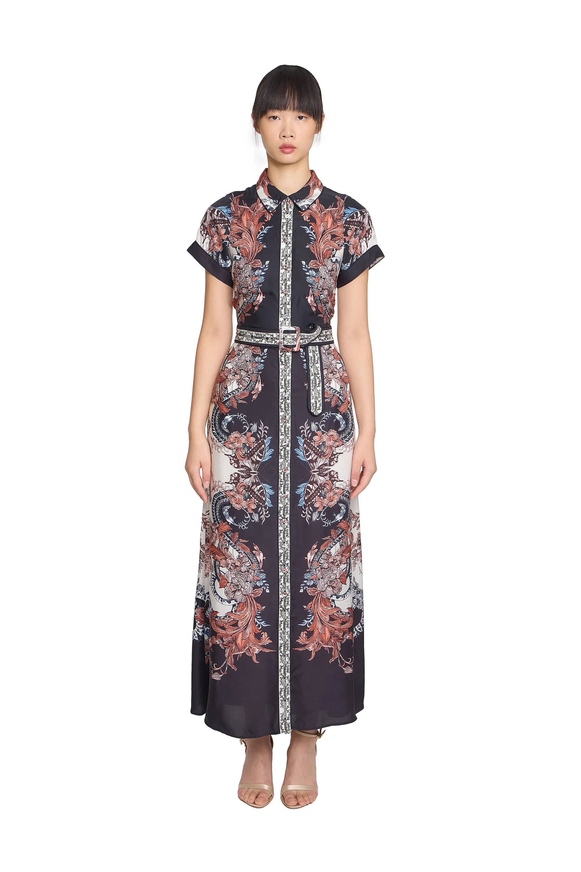 Image of Belted Twill Shirt Dress