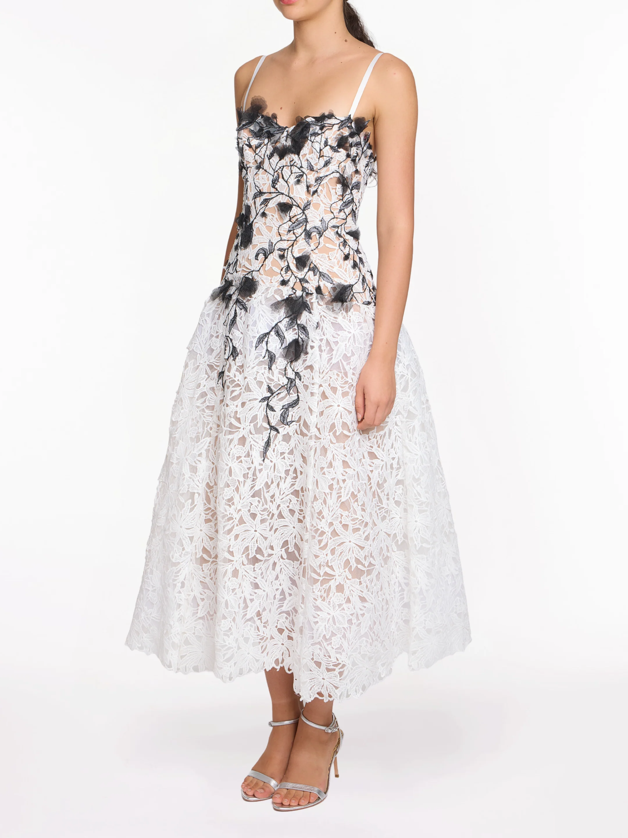 Image of Lace Guipure A-line Midi Dress