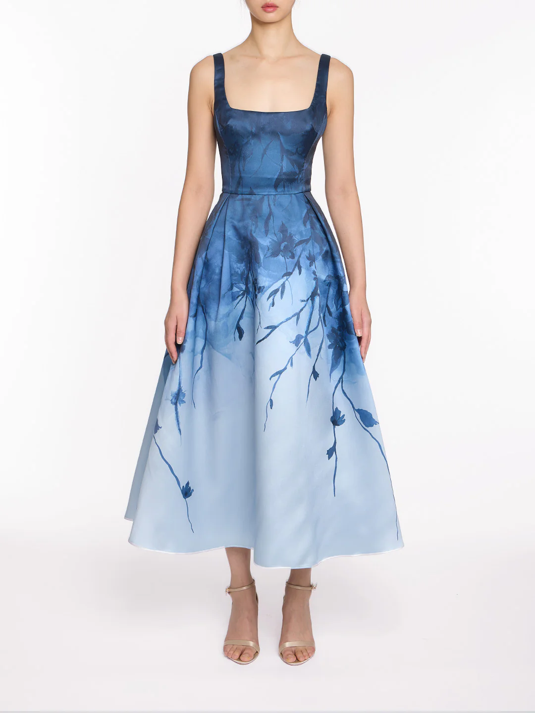 Image of Floral Printed Mikado Midi Dress