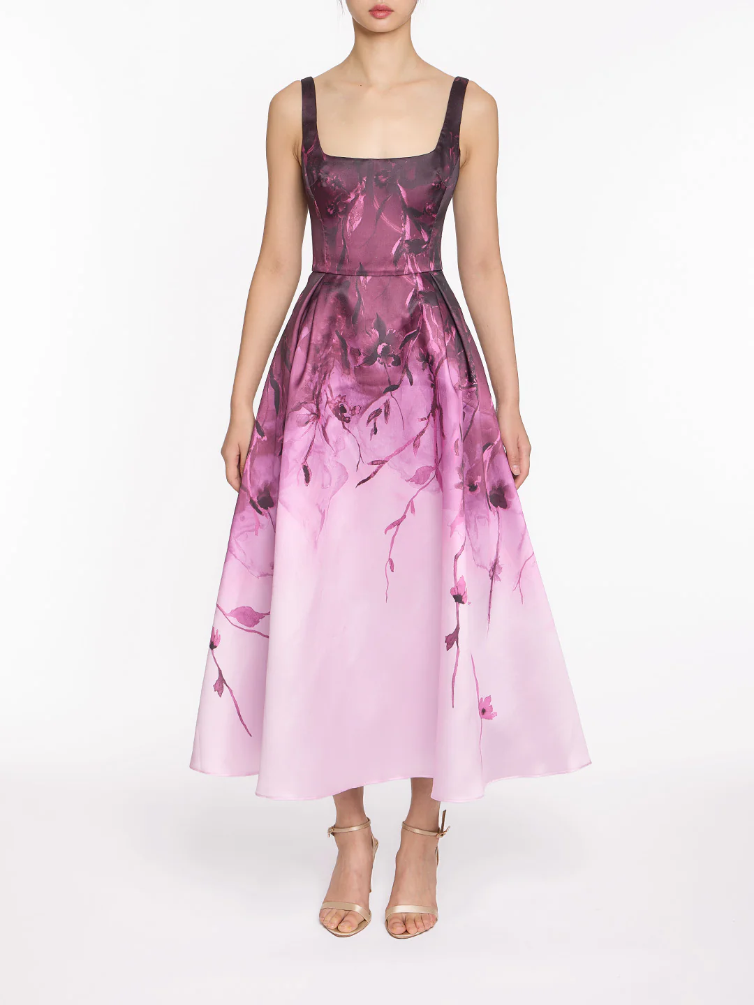 Image of Floral Printed Mikado Midi Dress