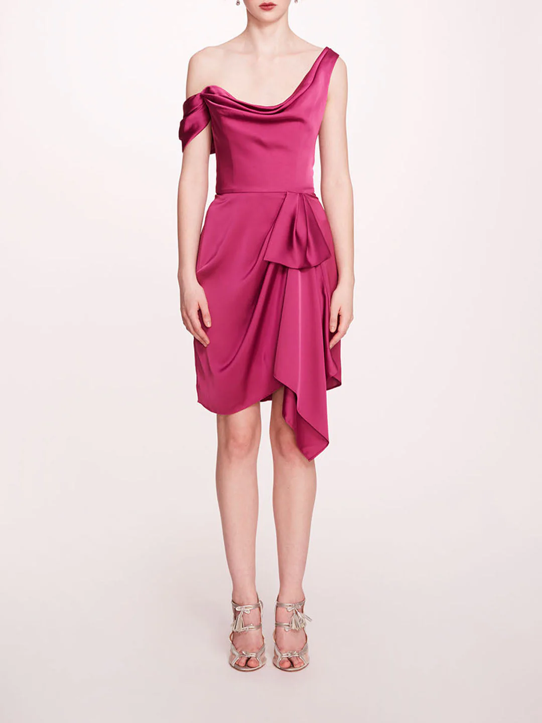 Image of Asymmetrical Satin Mini Dress