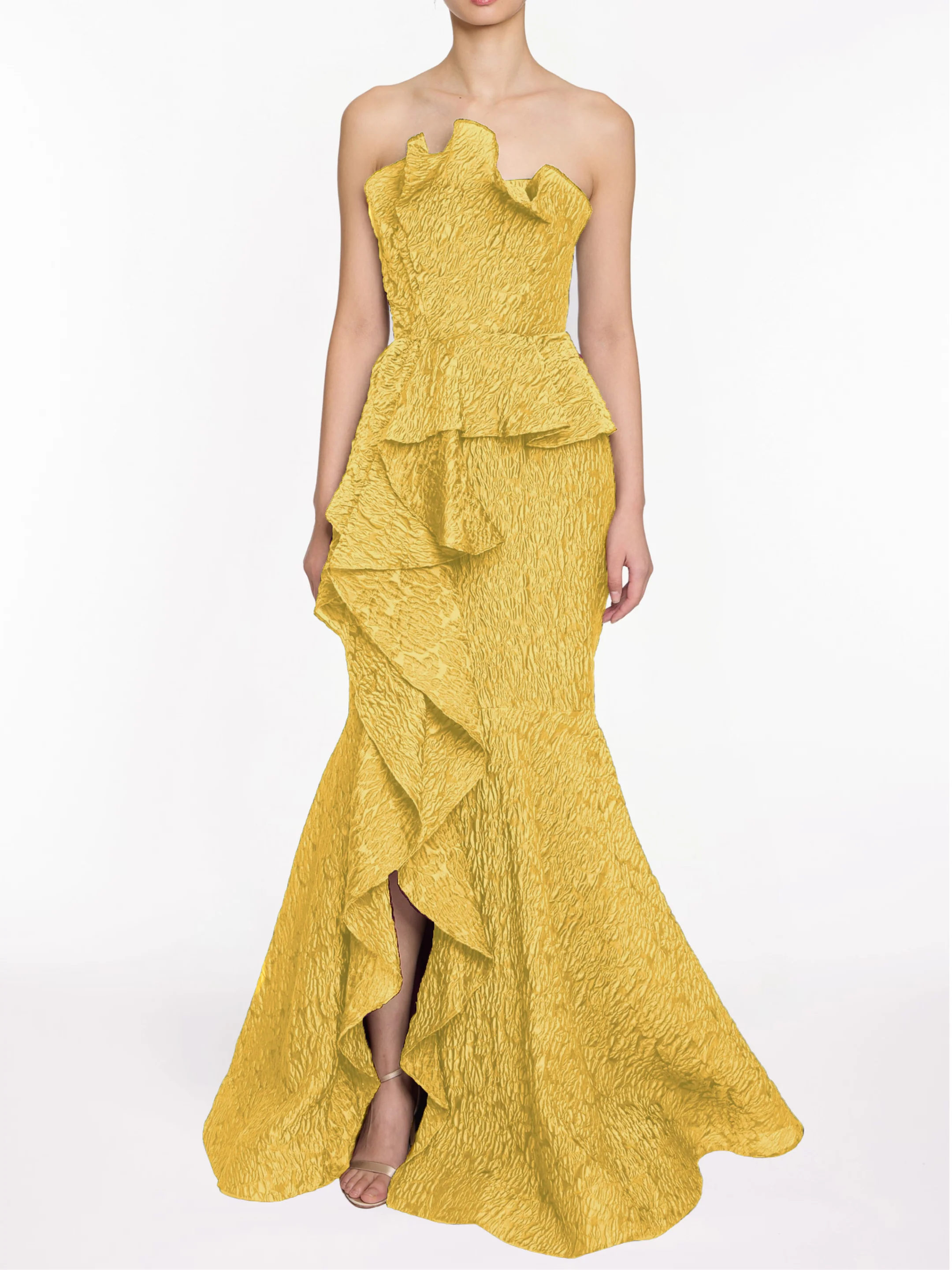 Image of Strapless Cloque Gown