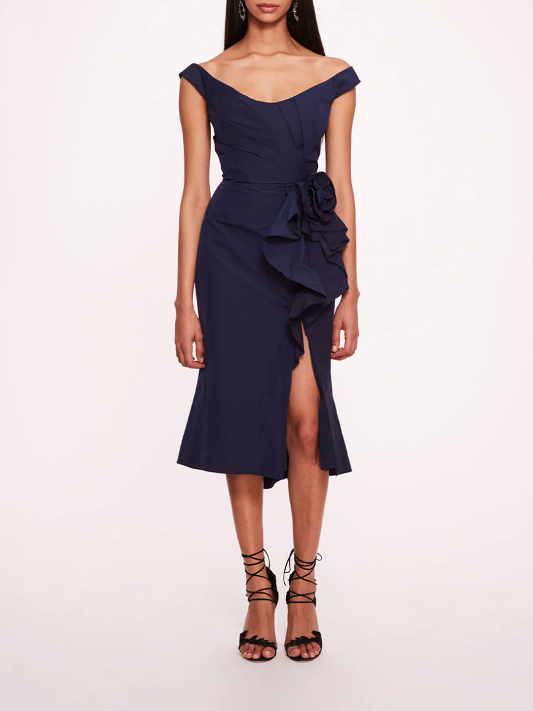 Image of Taffeta Trumpet Midi Dress