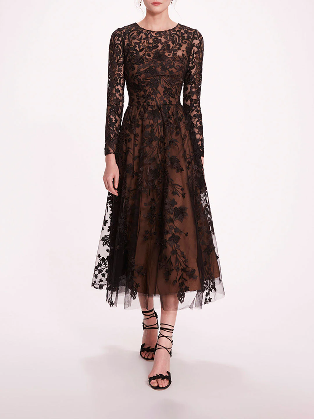 Image of Long Sleeve Tulle Midi Dress