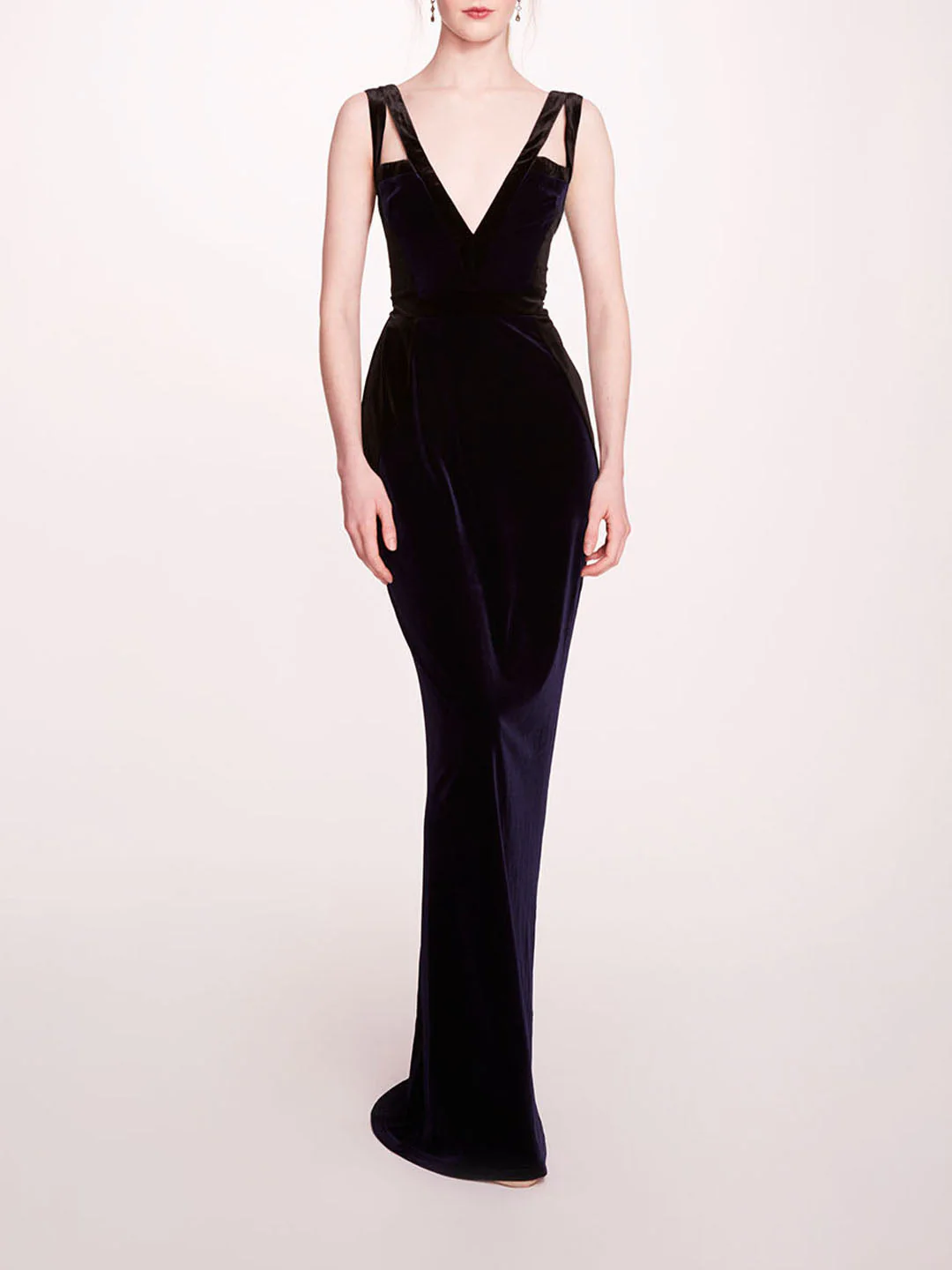 Image of Sleeveless Velvet Column Gown