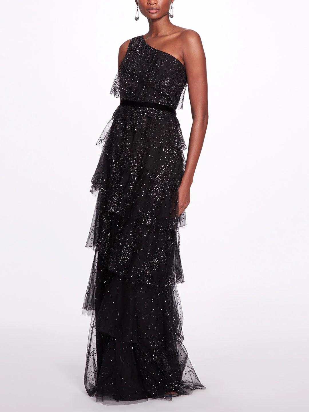 Image of One-Shoulder Tiered Gown