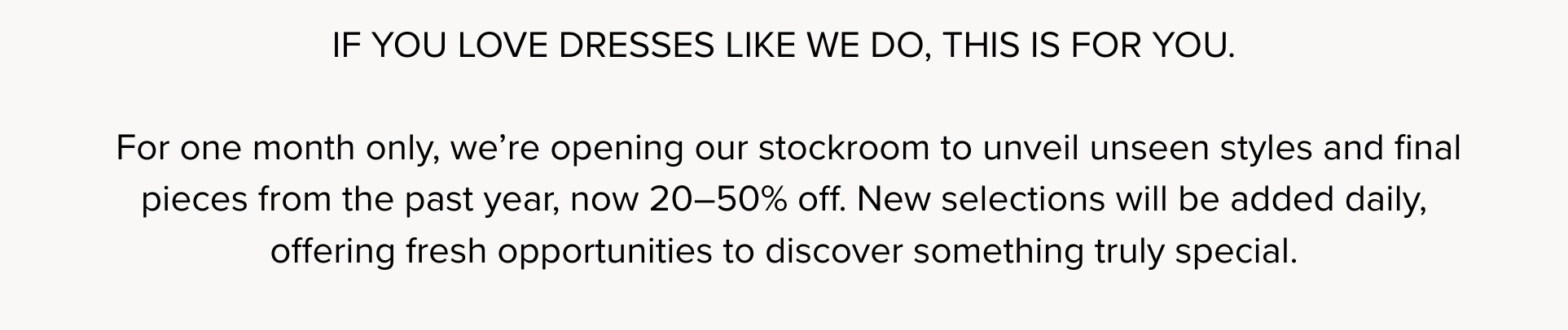 January Stockroom Sale