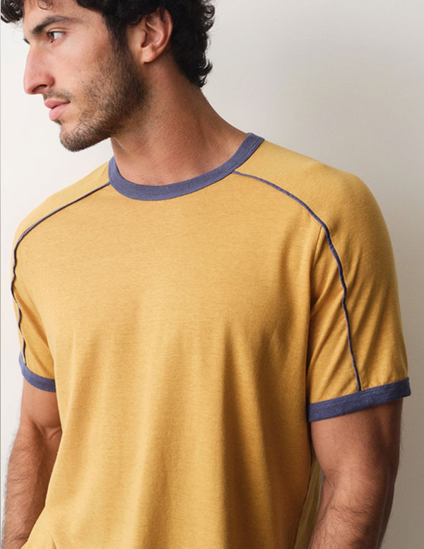 Hemp Relaxed Ringer Tee - Yellow