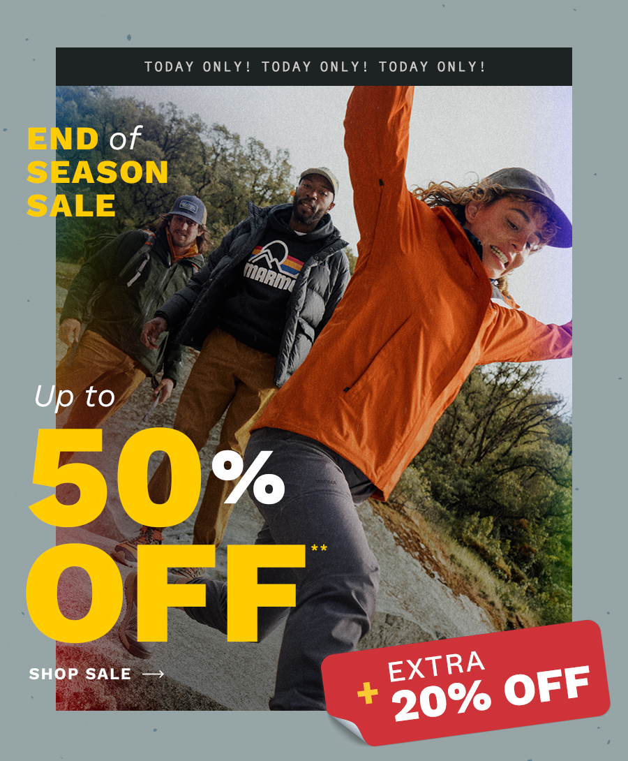End of Season Sale. Up to 50% Off. Shop Sale