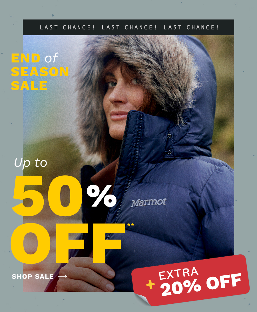 End of Season Sale. Up to 50% Off. Shop Sale