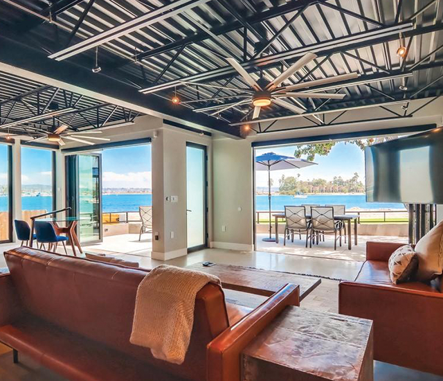 Relax in a chic oceanfront vacation rental with panoramic views in San Diego, California.