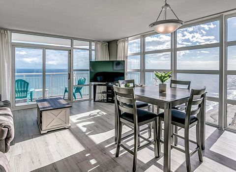 Enjoy panoramic views from your sunlit vacation rental in Myrtle Beach, South Carolina.