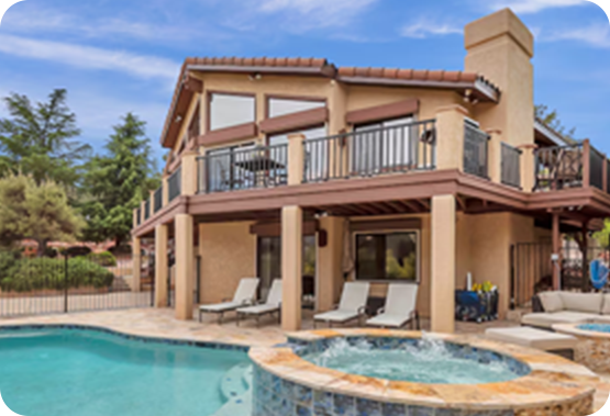 Relax poolside at a gorgeous vacation rental in Sedona, Arizona.