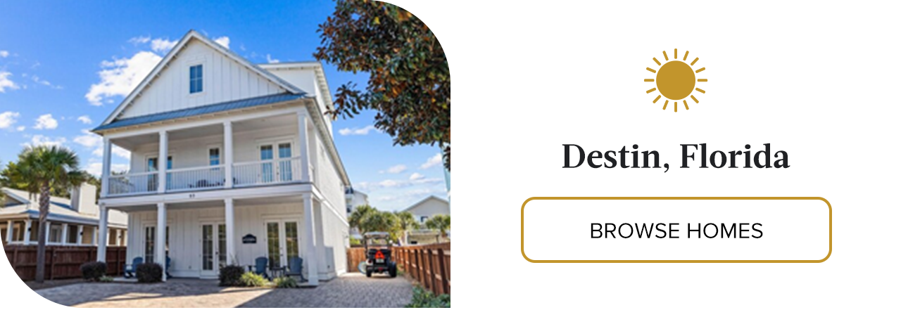 Experience a charming vacation rental just steps from sugar-white sands in Destin, Florida.