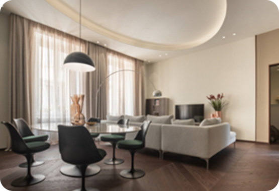  Discover sleek sophistication in a vacation rental in Milan, Italy.