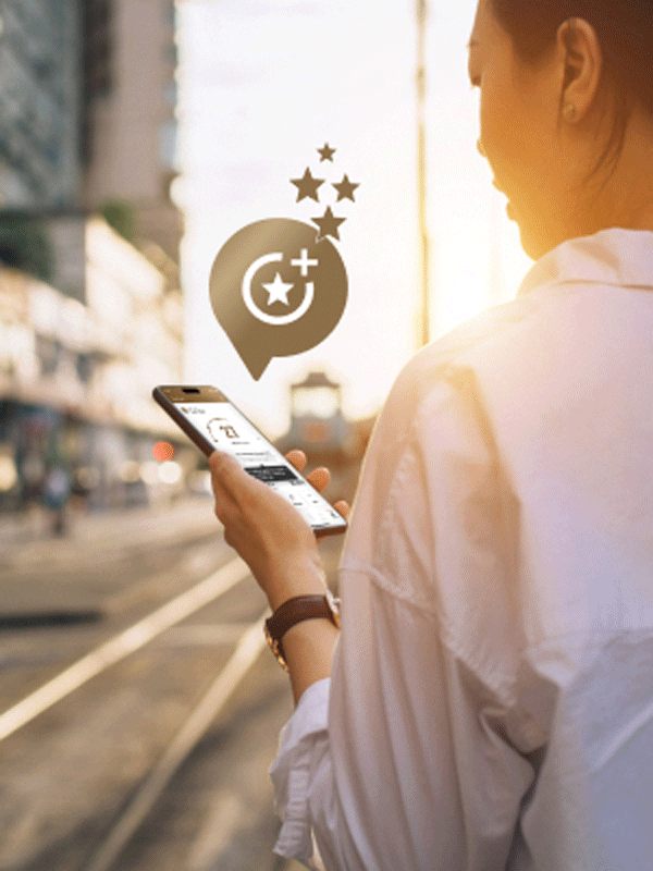 A person using a mobile app on their phone.