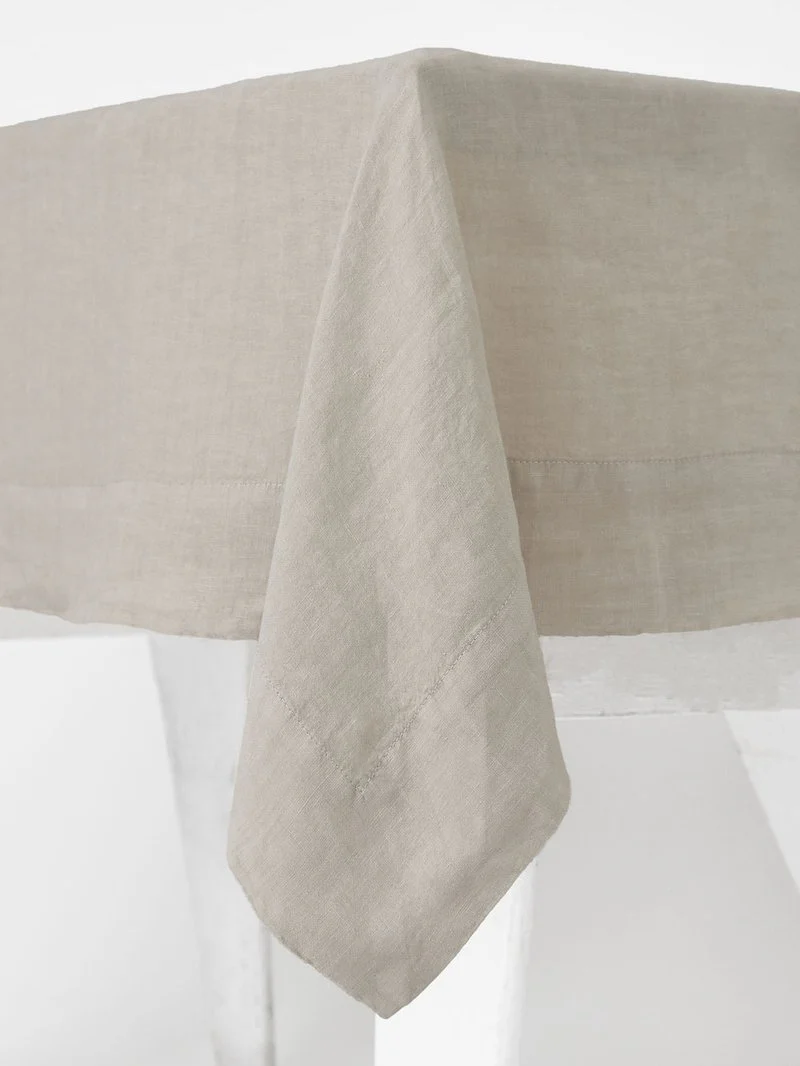 Image of Vintage Linen Tablecloth - Oat/72" x 72"