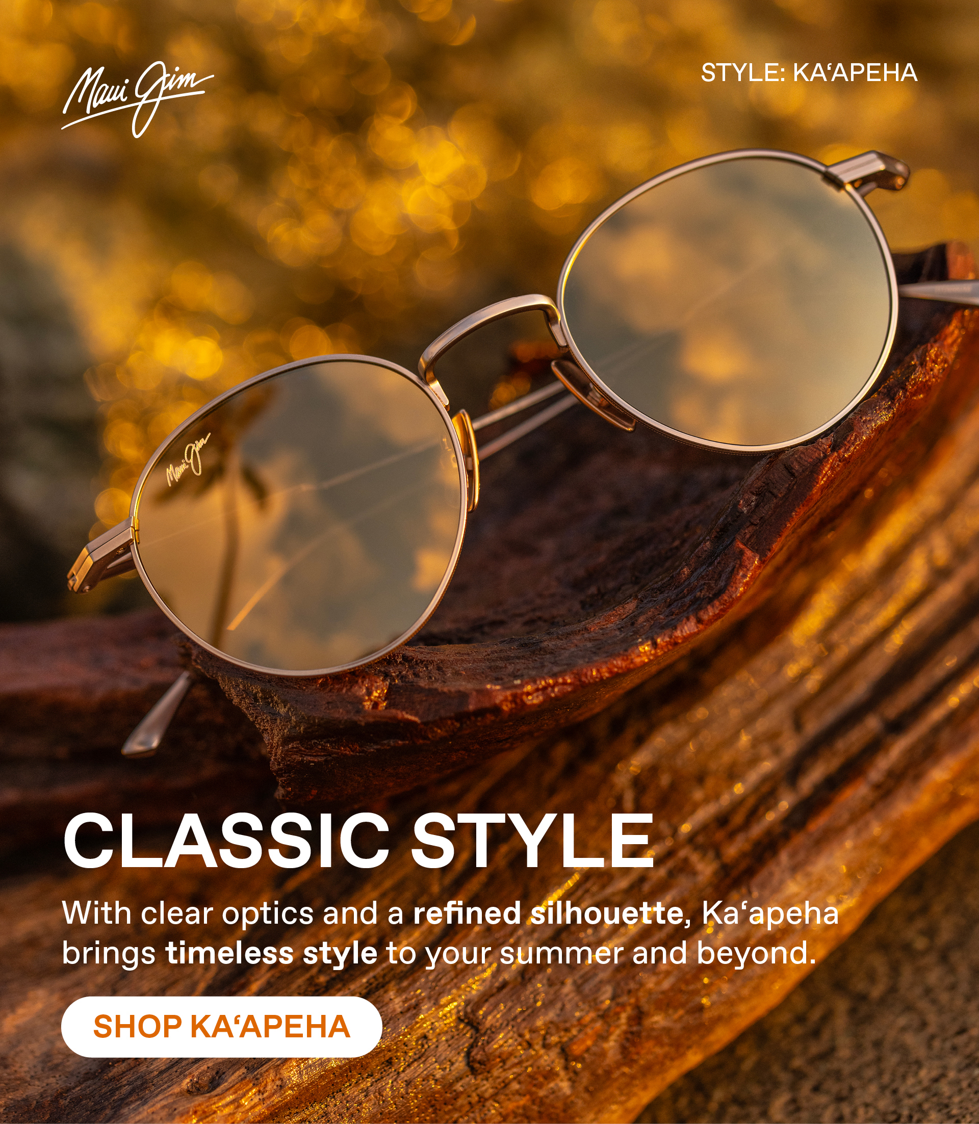 Maui Jim - CLASSIC STYLE - With clear optics and refined silhouette, Ka'apeha brigs timeless style to your summer and beyond. Shop Ka'apeha