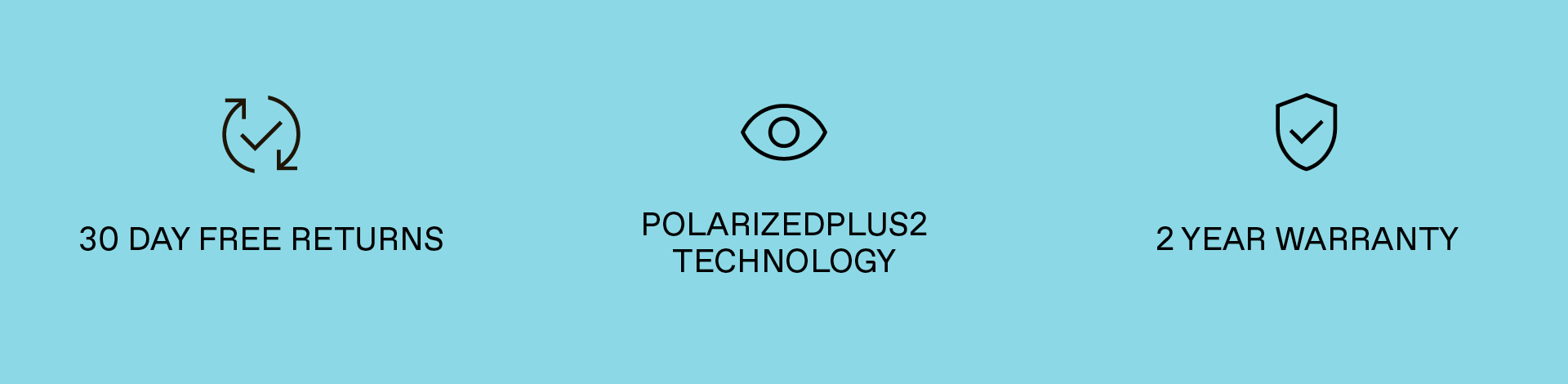 30 day free returns, PolarizedPlus2 Technology, 2 Year Warranty