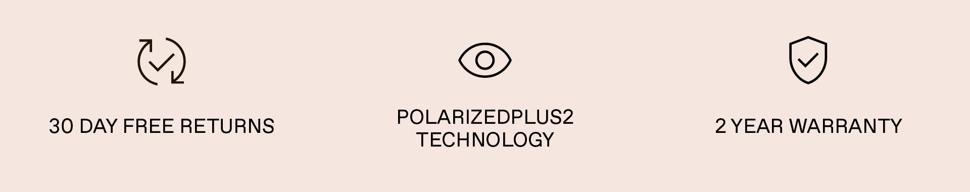 30 day free returns, PolarizedPlus2 Technology, 2 Year Warranty