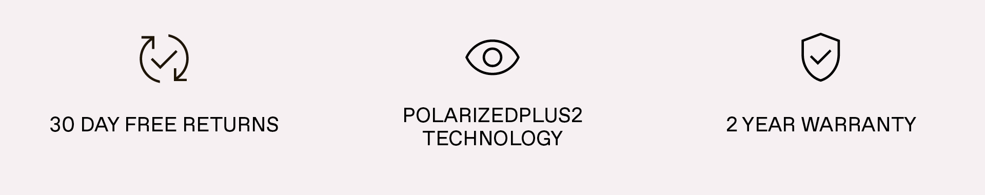 30 day free returns, PolarizedPlus2 Technology, 2 Year Warranty