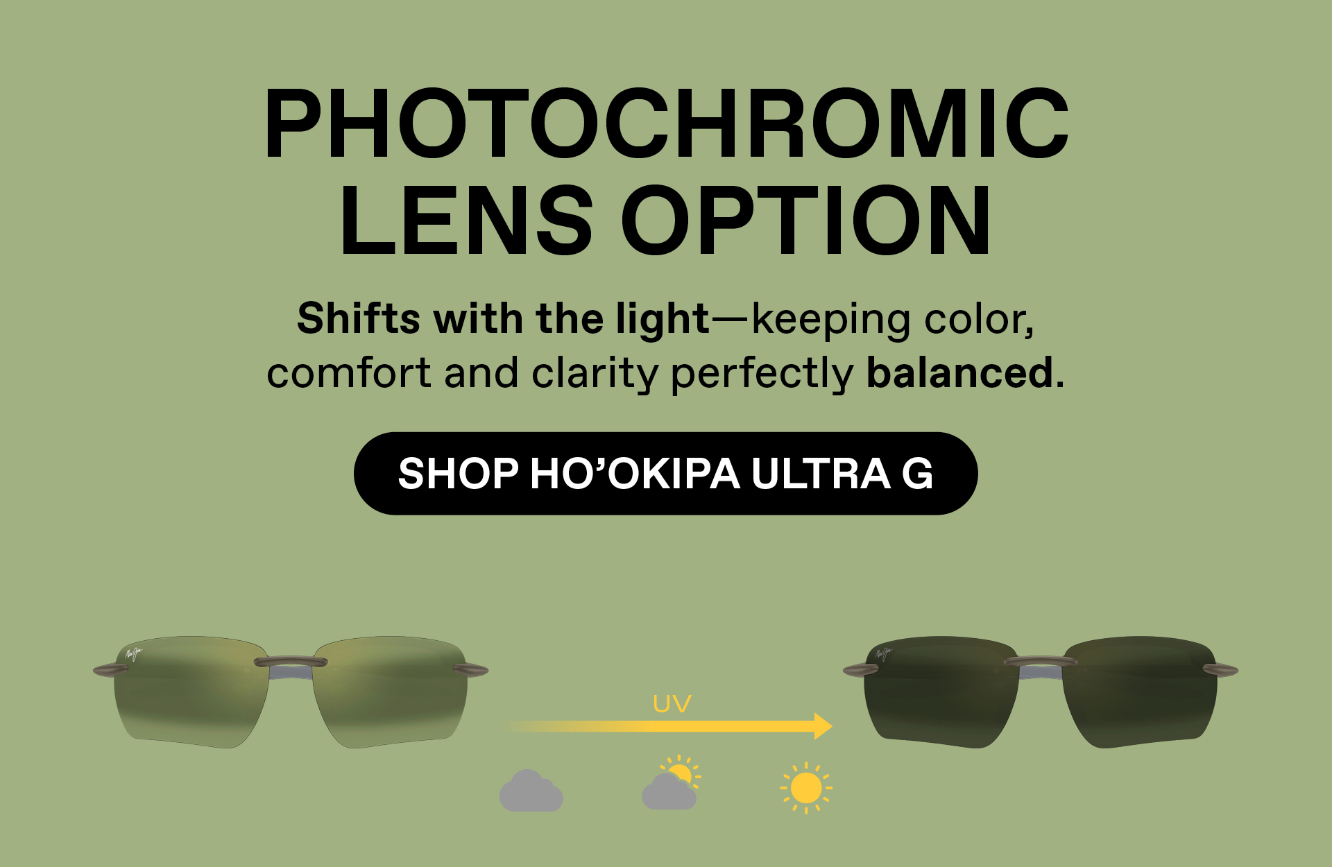 Photochromic Lens Option - Shifts with the light - keeping color, comfort and clarity perfectly balanced. Shop Hookipa Ultra G