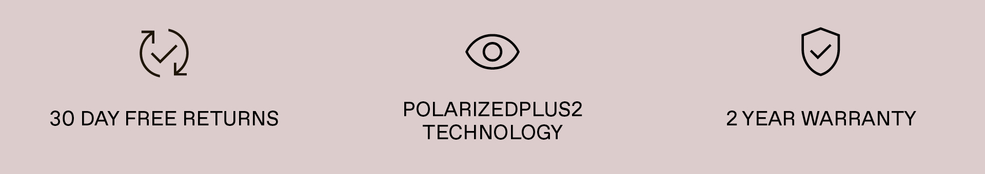30 days free returns, PolarizedPlus2 Technology, 2 Year Warranty