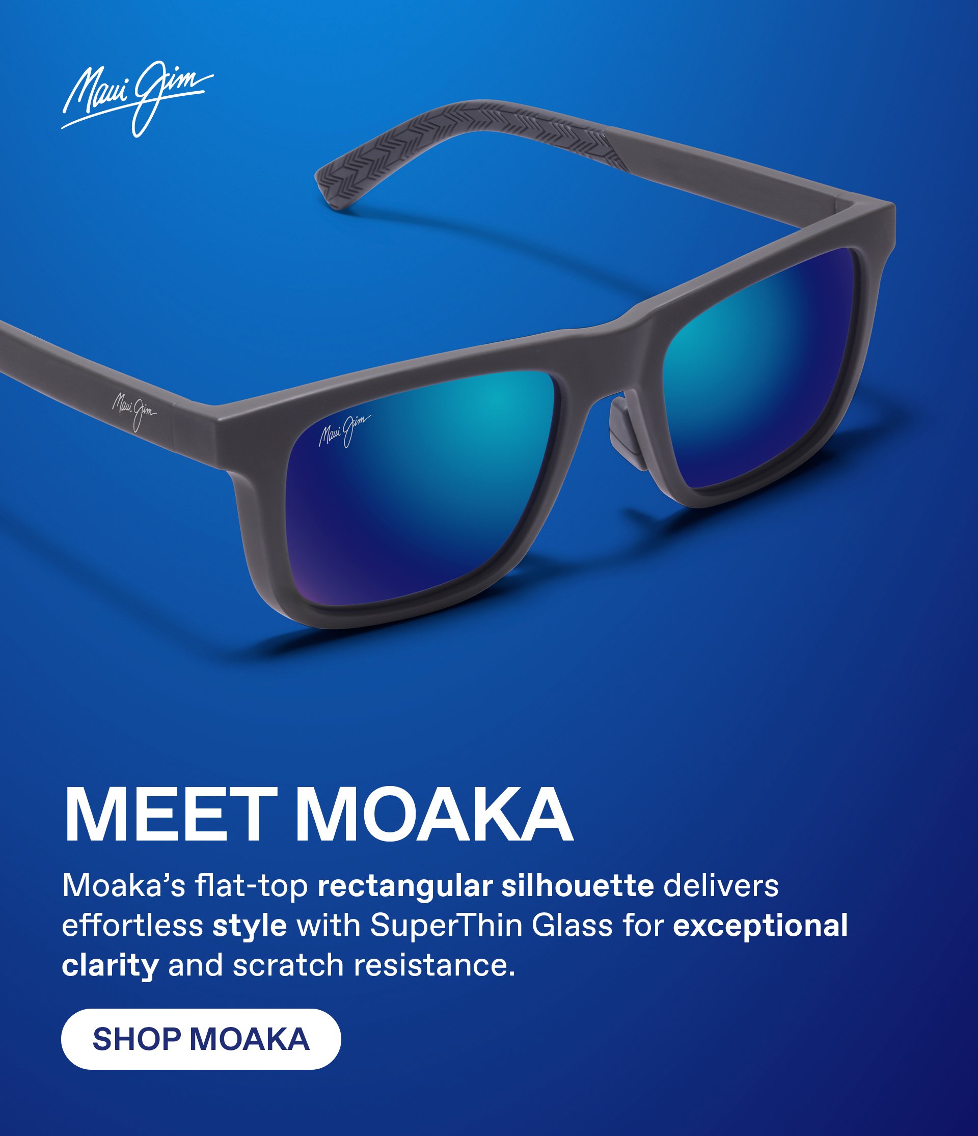 Maui Jim - Meet Moaka - Moaka's flat-top rectangular silhouette delivers effortless style with superthin Glass for exceptional clarity and scratch resistance. Shop Moaka