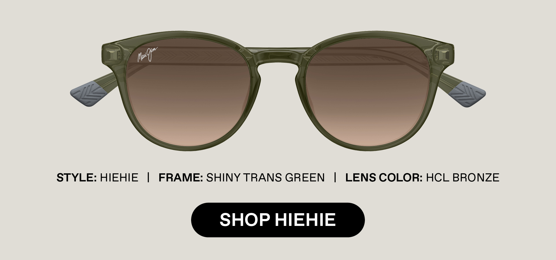Style: Hiehie, Frame: Shiny Trans Green, Lens Color: HCL Bronze - Shop Hiehie