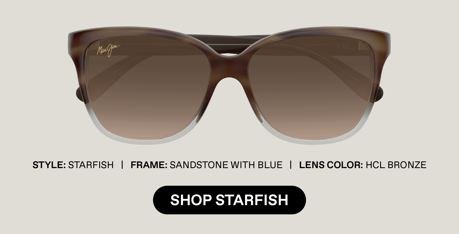 Style: Starfish, Frame: Sandstone with Blue, Lens Color: HCL Bronze. Shop Starfish
