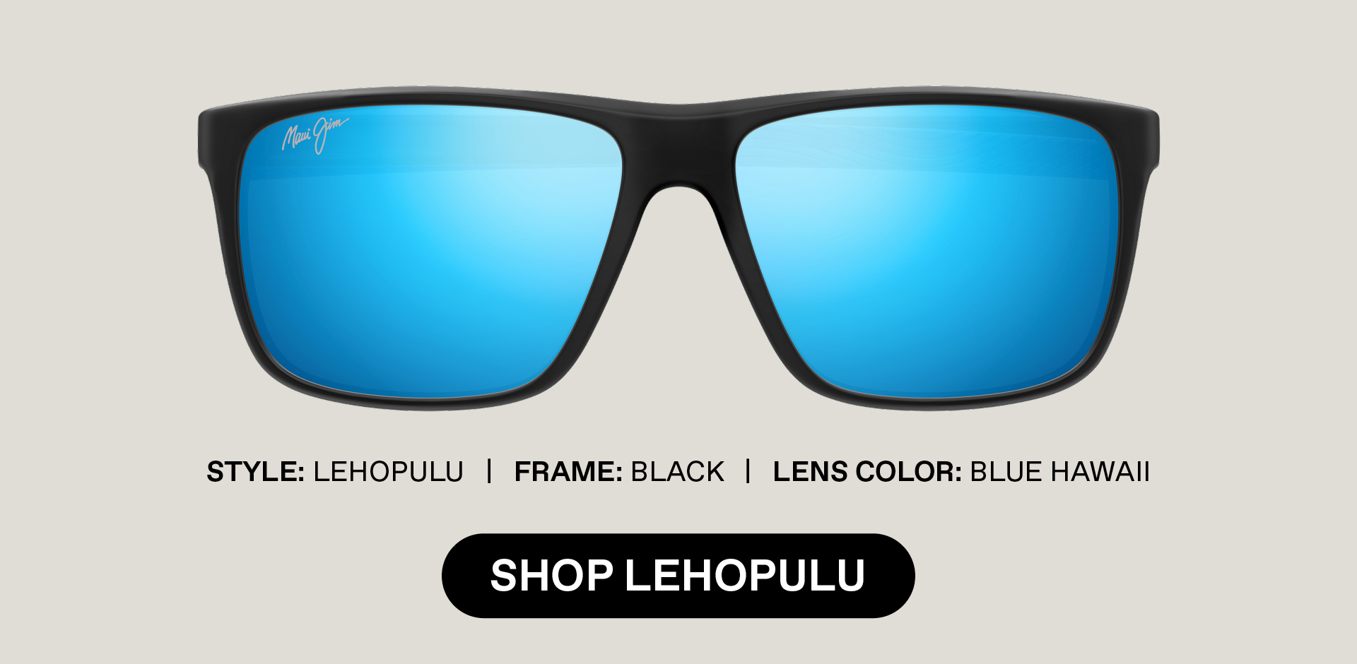 Style: Lehopulu, Frame: Black, Lens Color: Blue Hawaii - Shop Lehopulu