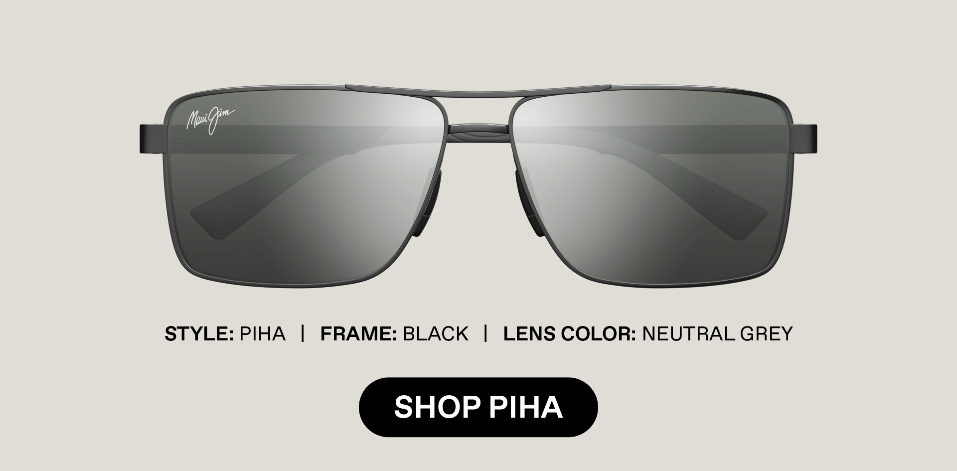 Style: Piha, Frame: Black, Lens Color: Neutral Grey - Shop Piha