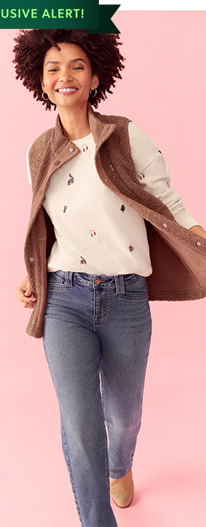 Model wearing maurices clothing.