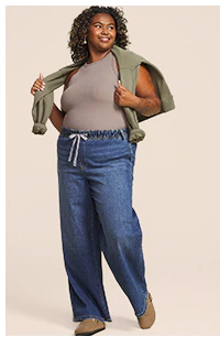 Model wearing maurices clothing.