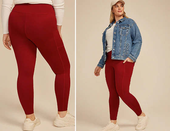 Model wearing maurices leggings.