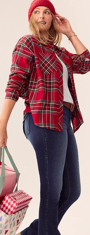 Model wearing maurices clothing.