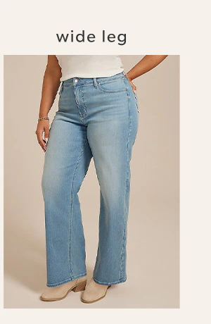 Wide leg. Model wearing maurices clothing.