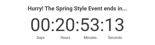Hurry! The Spring Style Event ends in...