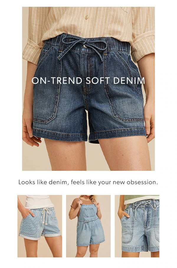 On-trend soft denim. Looks like denim, feels like your new obsession. Models wearing maurices clothing.