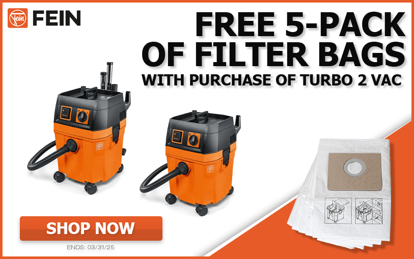 Free 5-Pack of FEIN Filters With Purchase of Turbo 2 Vac | Shop Now