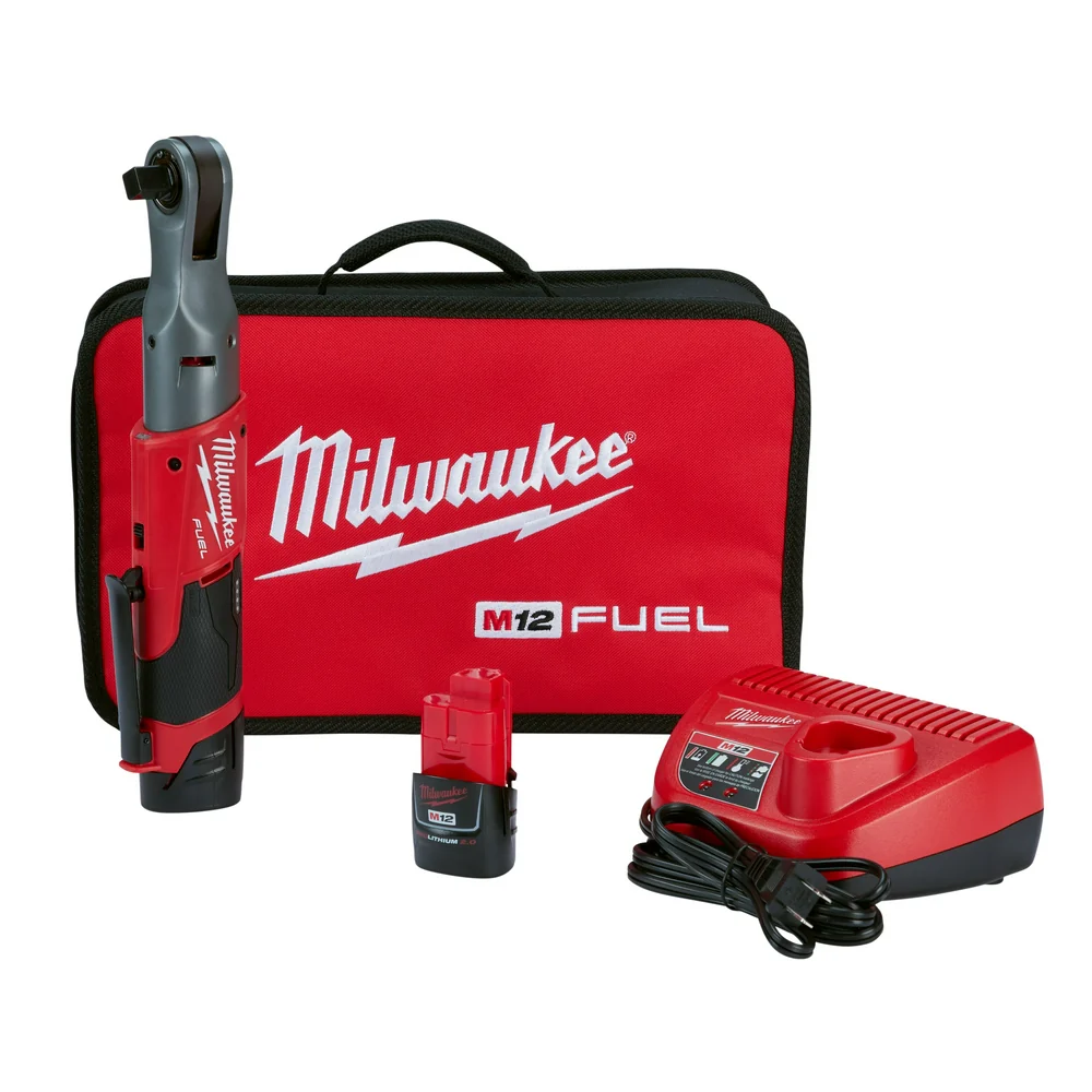 Image of Milwaukee 2558-22 M12 FUEL 12V 1/2-Inch 60-Ft-Lbs. Li-Ion Cordless Ratchet Kit