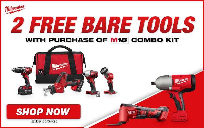 2 Free Milwaukee Bare Tools With Purchase of Select M18 Combo Kits