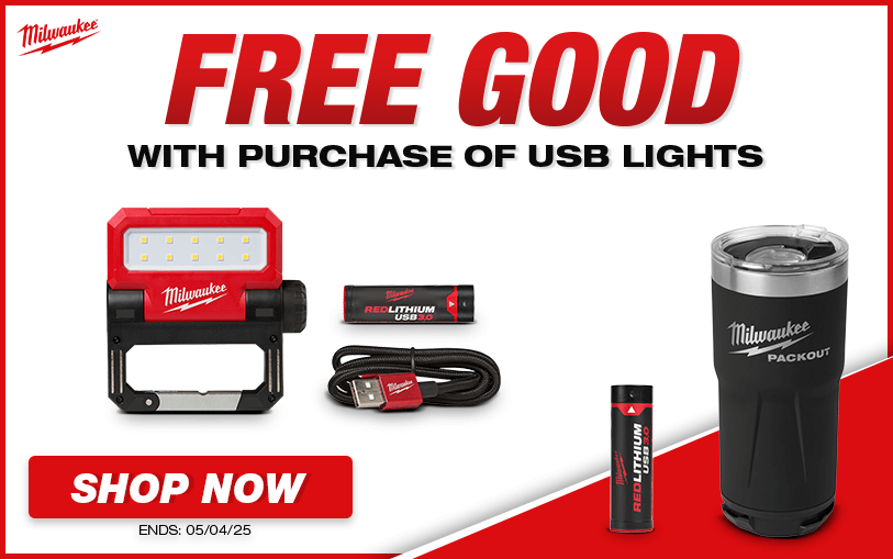 Free Good With Purchase of Select Milwaukee USB Lights