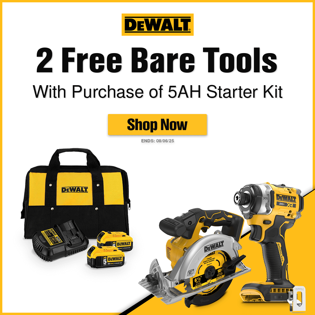 2 Free DeWALT Bare Tools With Purchase of This 5AH Starter Kit