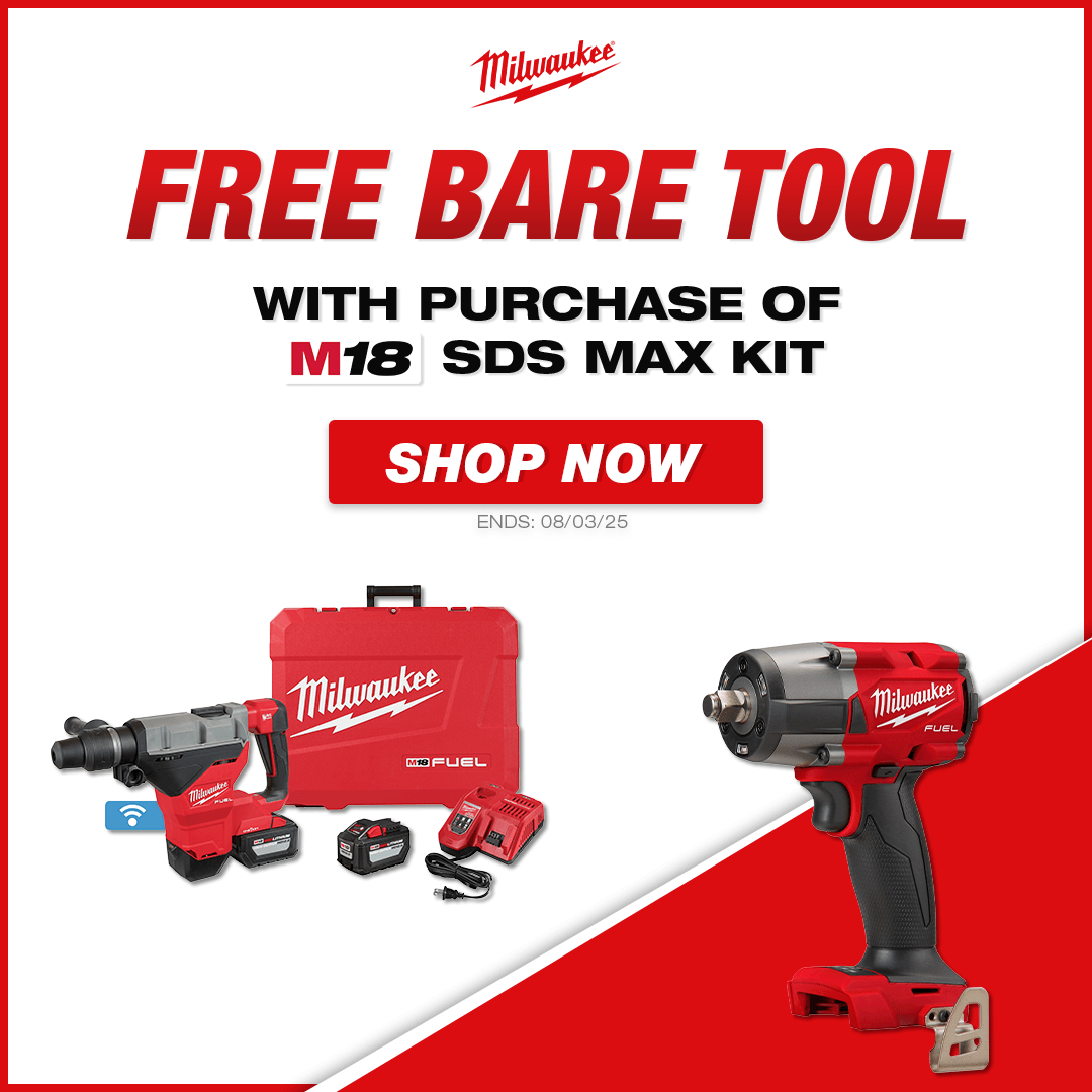 Free Milwaukee Bare Tool With Purchase of Select M18 SDS MAX Kit