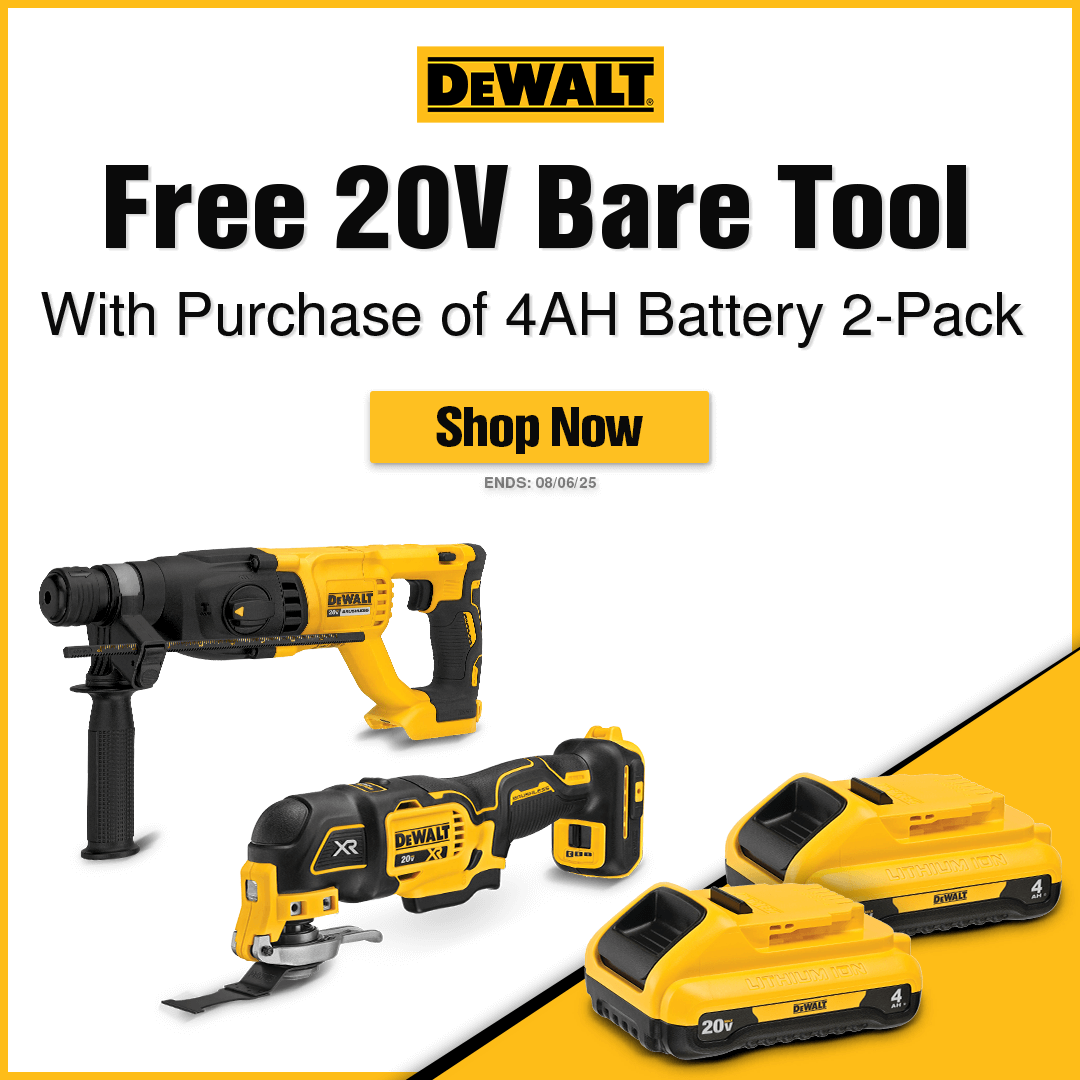 Free DeWALT 20V Bare Tool With Purchase of Select 4Ah Battery 2-Pack